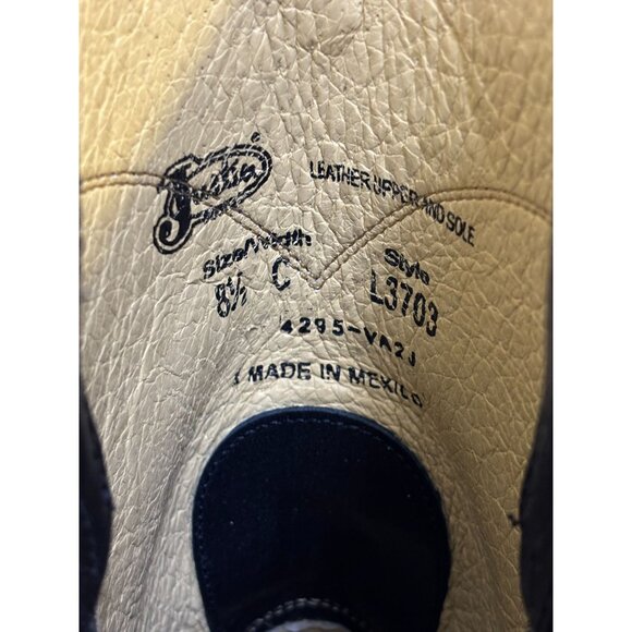 Justin Black Leather Western Boots Size 8.5 - Picture 9 of 12